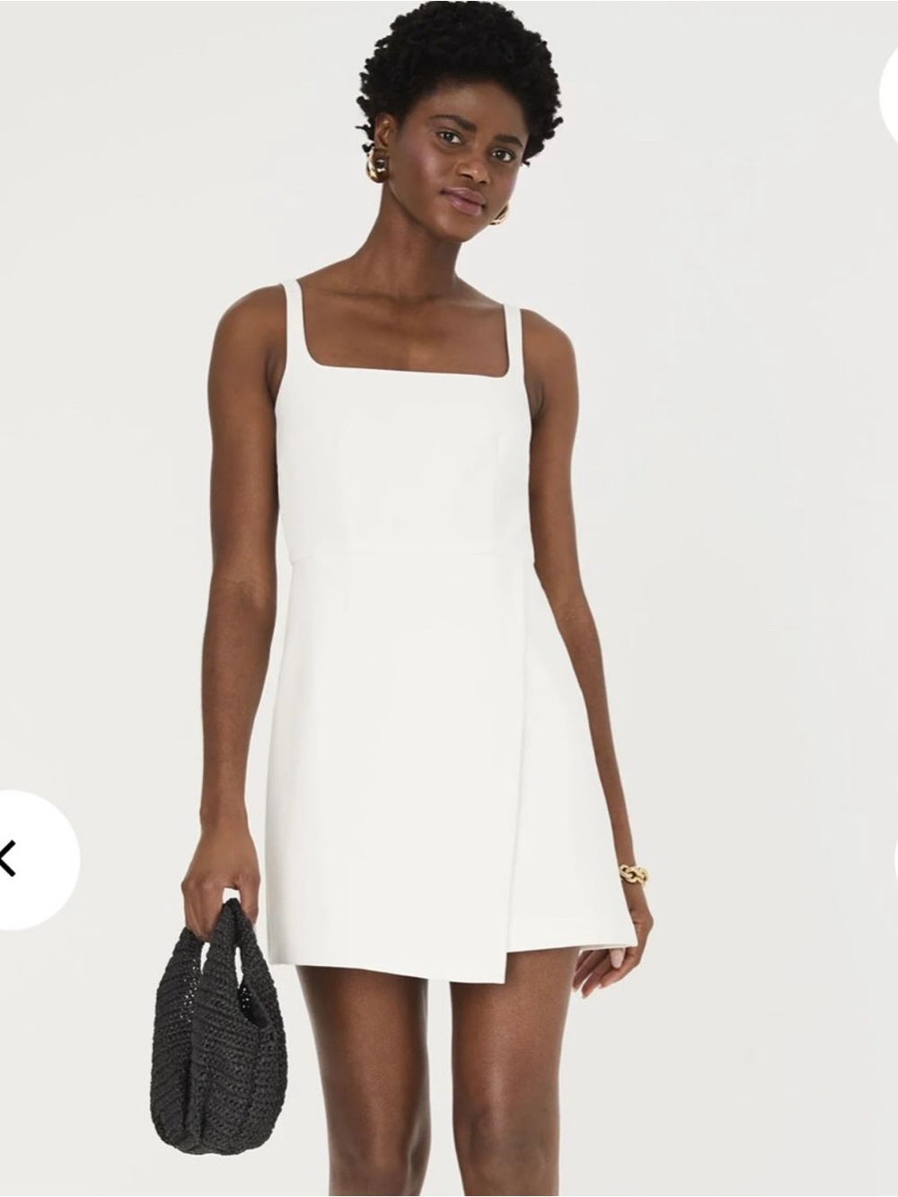French Connection White Square-Neck Mini Dress with Straps